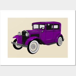 Classic car 1931 cartoon illustration Posters and Art